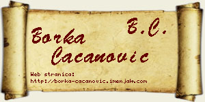 Borka Cacanović vizit kartica